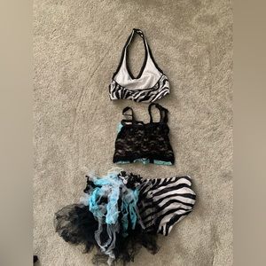 Zebra sequins child dance costume
